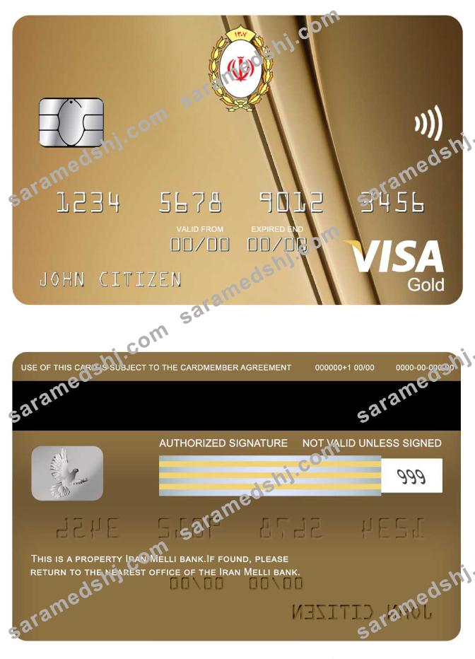 Iran Melli Bank visa gold card